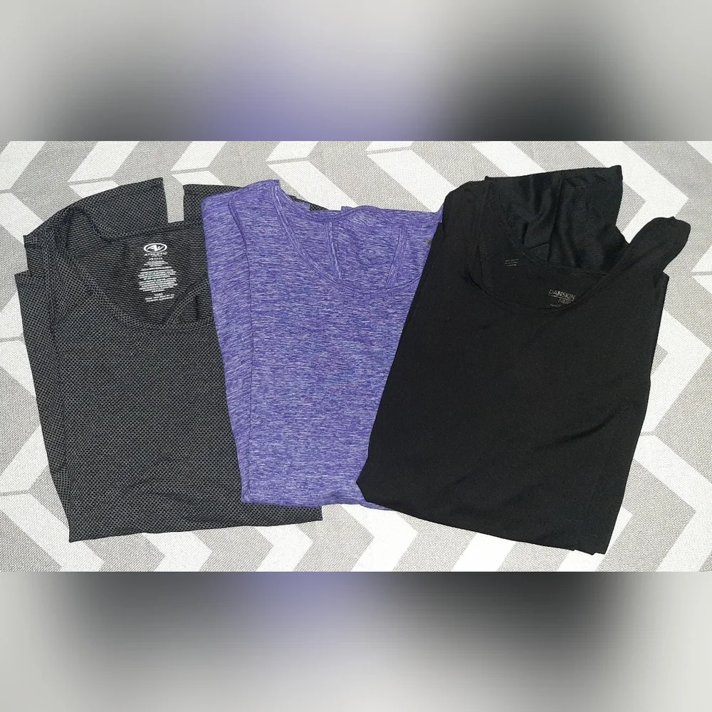 Set of Three Tank Tops in Black, Purple, and Black With Gray Size Large - Picture 1 of 7